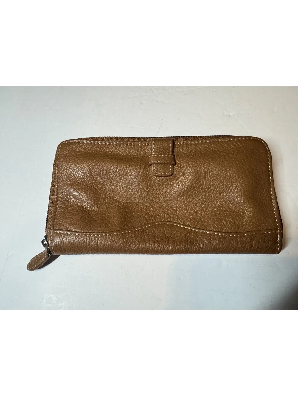 Tignanello Soft Leather Brown Zip Around Wallet Organizer Coin Great Condition